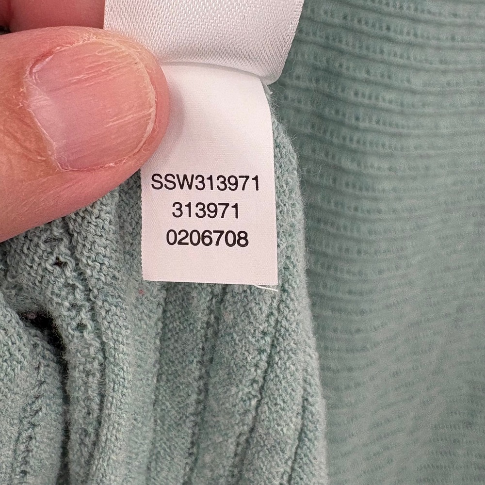 J. Jill Wearever Blue Green Pointelle Knit Cap Sleeve Sweater Top XL - Picture 6 of 9